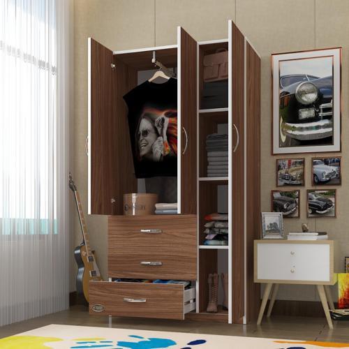 gardırop 3 kapılı 3 çekmeceli civanperçemi 180*120*52 cvz XLARGE kapaklı gardolap dolap