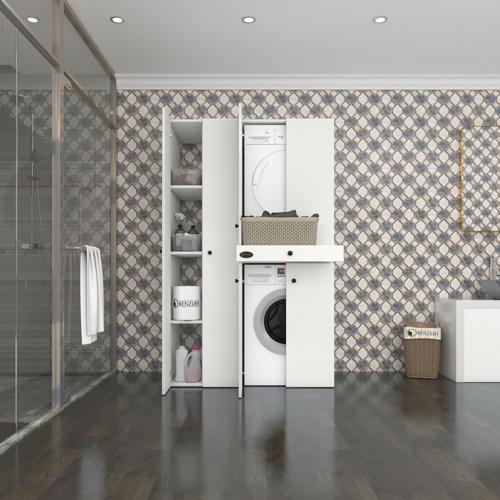 çamaşır-kurutma makinesi dolabı şahrur sol byz 187*120*60 çekmeceli banyo