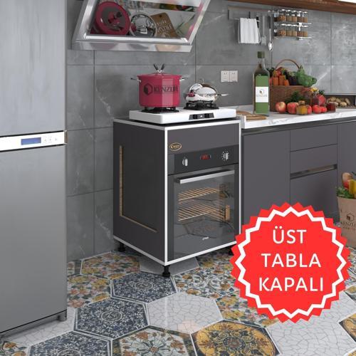 ankastre modülü kabini tilkowski3 gri 85*60*56 fırın ocak dolabı ayarlı ayaklı üstü kapalı