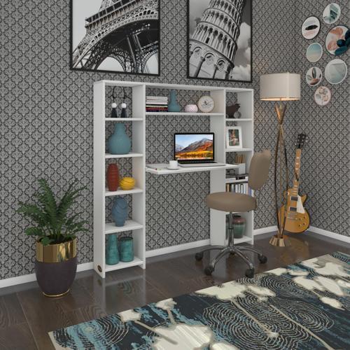 bilgisayar çalışma masası senna byz 140*130*20 kitaplıklı ofis sekreter laptop