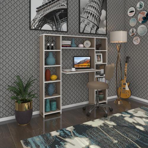 bilgisayar çalışma masası senna crd 140*130*20 kitaplıklı ofis sekreter laptop