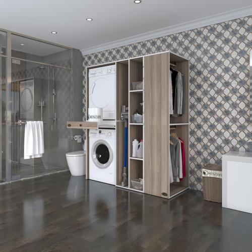 çamaşır-kurutma makinesi dolabı ve giysi dolabı çekmeceli attar sağ crd 187*160*60  banyo
