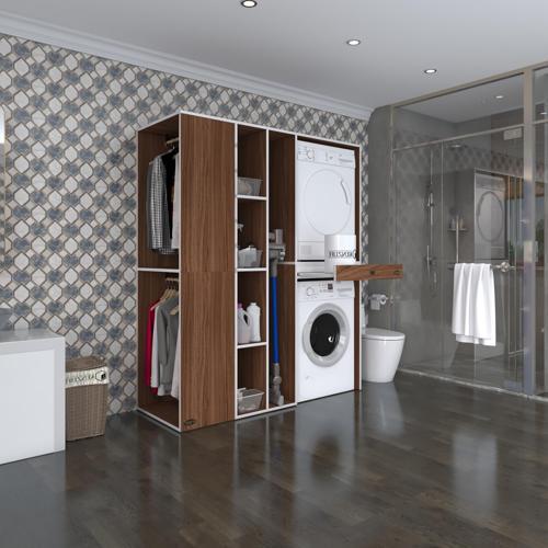 çamaşır-kurutma makinesi dolabı ve giysi dolabı çekmeceli attar sol cvz 187*160*60  banyo