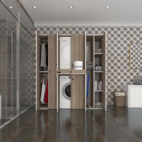 çamaşır-kurutma makinesi dolabı ve giysi dolabı çekmeceli ebuzer sağ raf crd 187*160*60  banyo