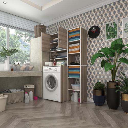 çamaşır makinesi dolabı hayzummaks crd 180*096*55 banyo kiler çift kapaklı arkalıklı