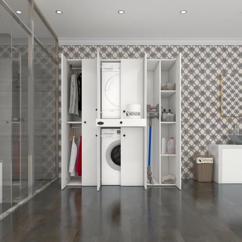 çamaşır-kurutma makinesi dolabı ve giysi dolabı çekmeceli ebuzermdf sağ raf byz 187*160*60  % 100 FULL MDF