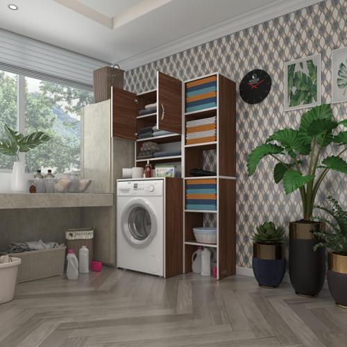 çamaşır makinesi dolabı hayzummaks cvz 180*096*55 banyo kiler çift kapaklı arkalıklı