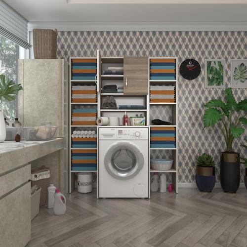 çamaşır makinesi dolabı hayzummaksduble crd 180*126*55 banyo kiler çift kapaklı arkalıklı