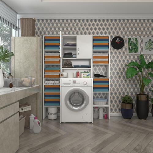 çamaşır makinesi dolabı hayzummaksdublemdf byz 180*126*55 % 100 mdf full mdf banyo kiler çift kapaklı arkalıklı