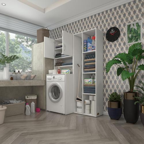 çamaşır makinesi dolabı hayzumsüpürge byz 180*126*55 banyo kiler çift kapaklı arkalıklı