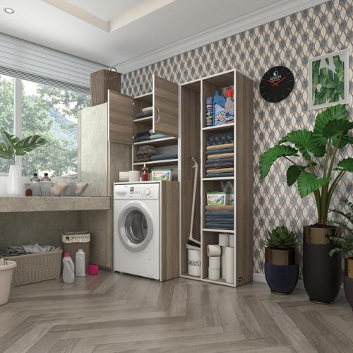 çamaşır makinesi dolabı hayzumsüpürge crd 180*126*55 banyo kiler çift kapaklı arkalıklı