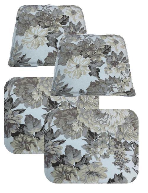 Knsz minder seti 2 li mazlum çiçek gri kumaş oturma ve sırt tel sandalyesi minderi bir arada