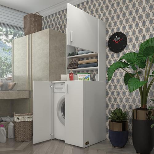 çamaşır makinesi dolabı kasparov byz 180*066*55-20 banyo kapaklı arkalıksız