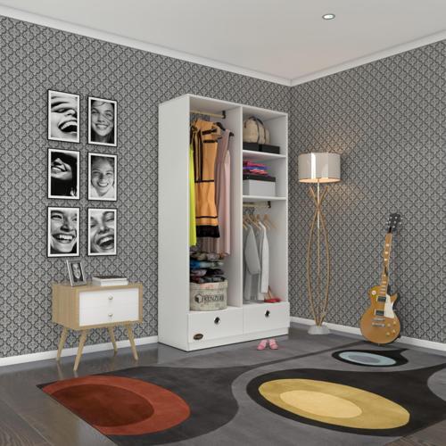 giysi dolabı 2 bölmeli 2 çekmeceli bedri 182*100*42 byz dolap kapaksız