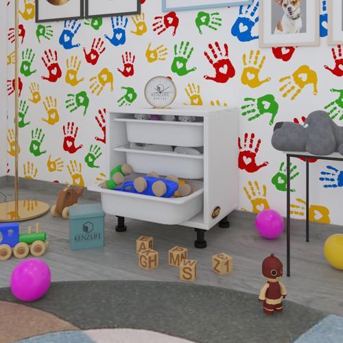 sepetli mutfak dolabı ruberu byz 050x45x30 banyo oyuncak çamaşır beyaz 3 lü sepet
