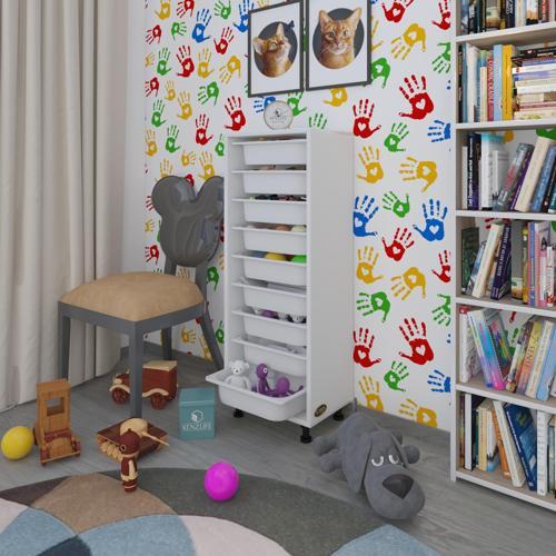 sepetli mutfak dolabı ruberu byz 122x45x30 banyo oyuncak çamaşır beyaz 9 lu sepet