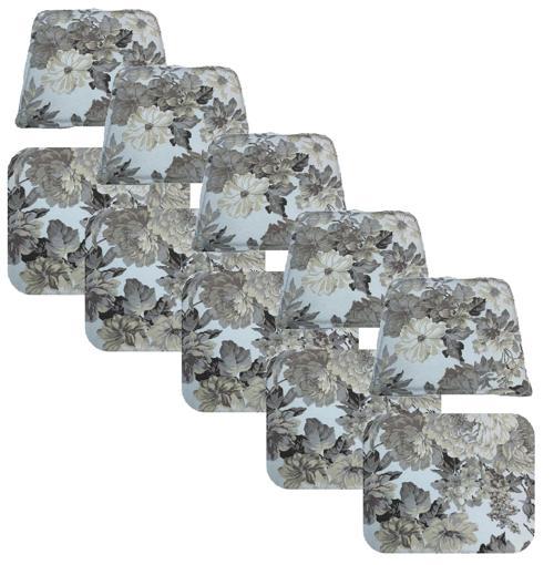 Knsz minder seti 5 li zng&mğr&uslu çiçek gri kumaş tel bar sandalyesi oturma ve sırt minderi set