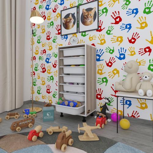sepetli mutfak dolabı ruberu crd 098x45x30 banyo oyuncak çamaşır beyaz 7 li sepet