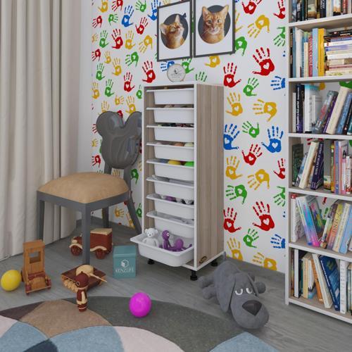 sepetli mutfak dolabı ruberu crd 122x45x30 banyo oyuncak çamaşır beyaz 9 lu sepet