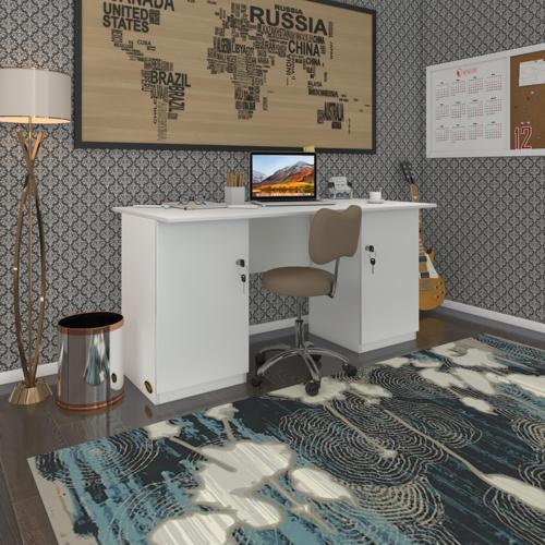 ofis masası masi oka byz 75*170*60 kilitli kapaklı dolap çiftli bilgisayar çalışma masası