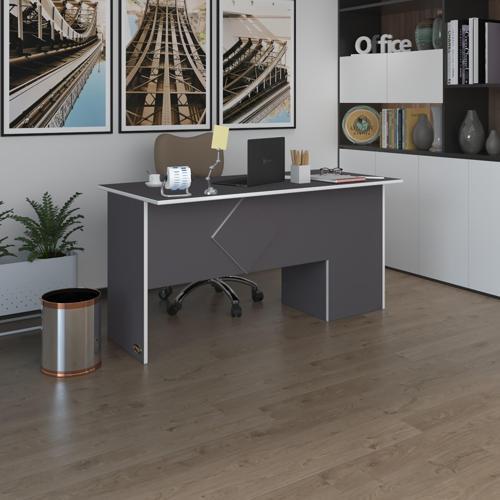 ofis masası yoko ono gri sol 75*160*60 raflı dolap eşkenar bilgisayar çalışma masası
