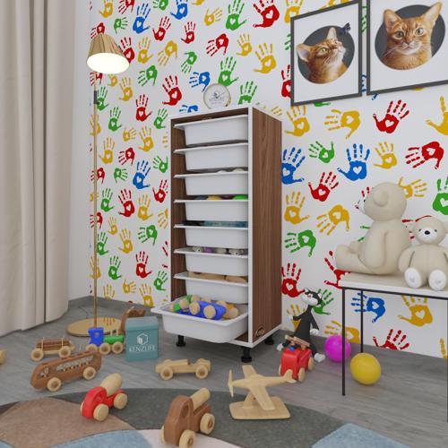 sepetli mutfak dolabı ruberu cvz 110x45x30 banyo oyuncak çamaşır beyaz 8 li sepet