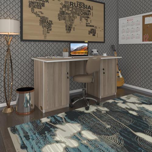 ofis masası masi oka crd 75*160*60 kilitli kapaklı dolap çiftli bilgisayar çalışma masası