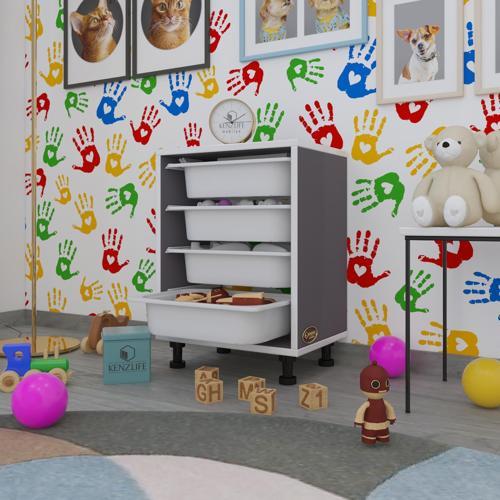 sepetli mutfak dolabı ruberu gri 062x45x30 banyo oyuncak çamaşır beyaz 4 lü sepet
