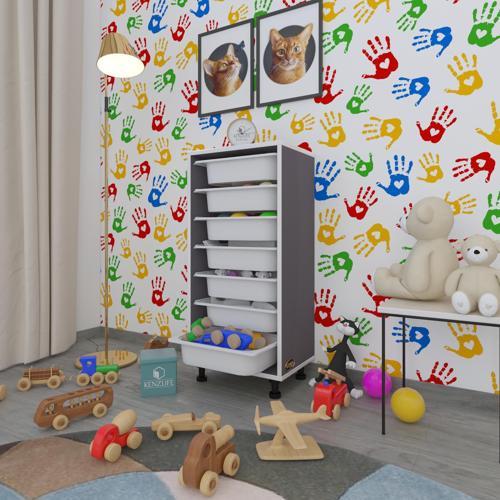 sepetli mutfak dolabı ruberu gri 098x45x30 banyo oyuncak çamaşır beyaz 7 li sepet