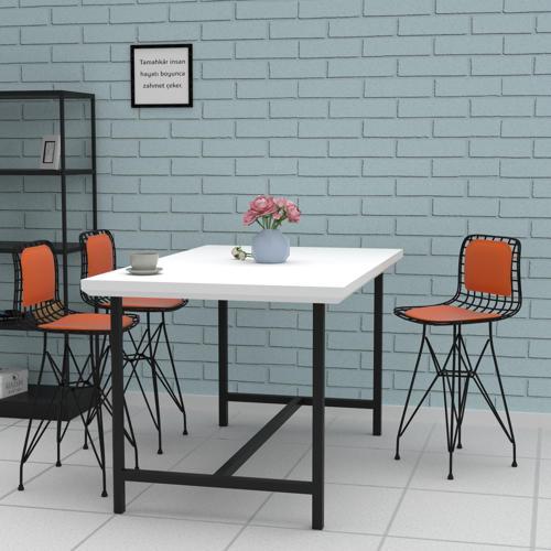 Knsz ufak boy tel bar sandalyesi 1 li uslu syhtrn sırt minderli 55 cm oturma yüksekliği mutfak bahçe cafe ofis