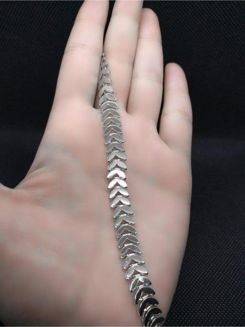 Balık Kılçığı Yassı Gümüş Kaplama Künye Bileklik Kılçık 956