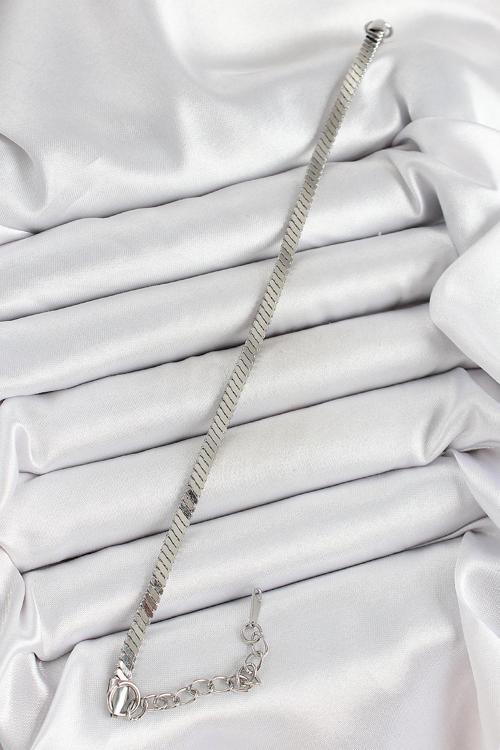 Gümüş Renk Yassı Zincir Model Kadın Bileklik - EBJ250620W35617