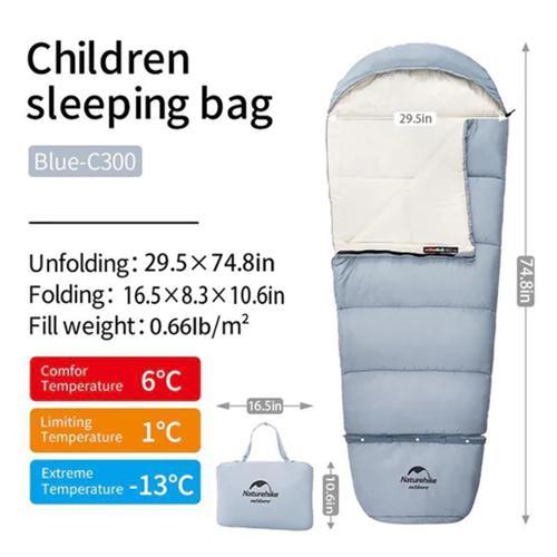 C300 UltraLight Pamuklu Uyku Tulumu -13°C ( Çocuk ) MAVİ-Right