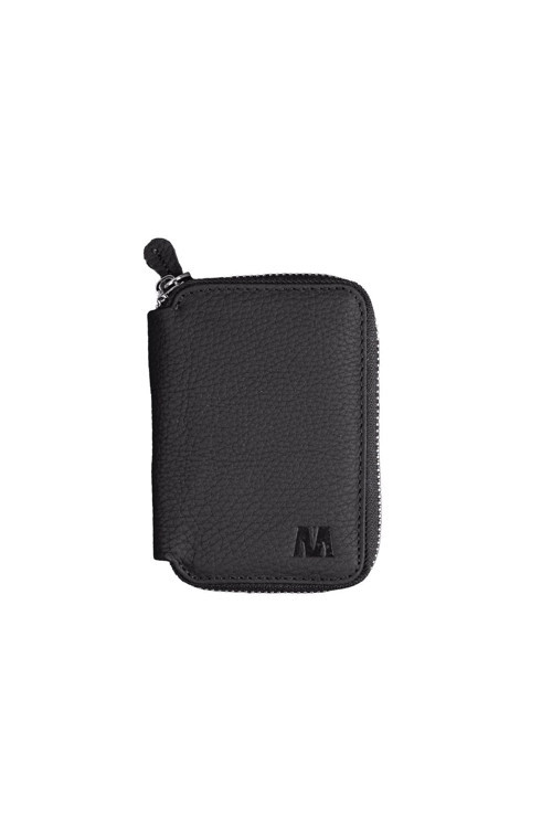 Lotus 1616 Hakiki Deri Unisex Fermuarlı Cüzdan Flother Mat Siyah