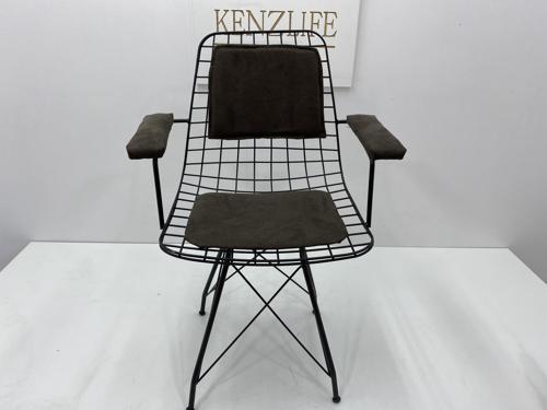 Knsz kafes tel sandalyesi 1 li mazlum syhkahve penye kumaş kolçaklı sırt minderli ofis cafe bahçe mutfak
