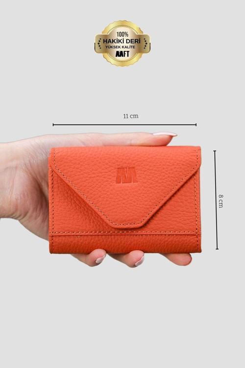 Mia 2190 Hakiki Deri Akordiyon Cüzdan Flother Turuncu