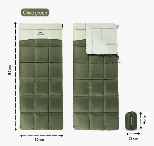 LT250 Zarf Tarzı Pamuklu Uyku Tulumu -11°C Army Green-Left