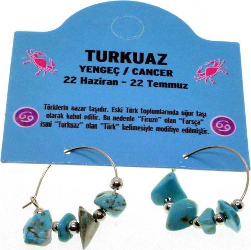 Doğaltaş Yengeç Burçu Turkuaz Taşı Burç Küpe - 2343