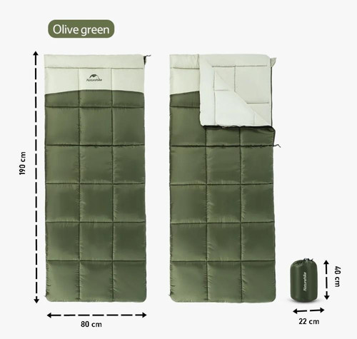 LT150 Zarf Tarzı Pamuklu Uyku Tulumu -4°C Army Green-Left