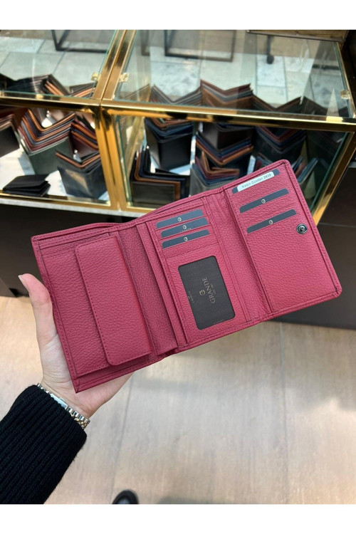 Grande 2639 Hakiki Deri Kadın Cüzdan Bordo