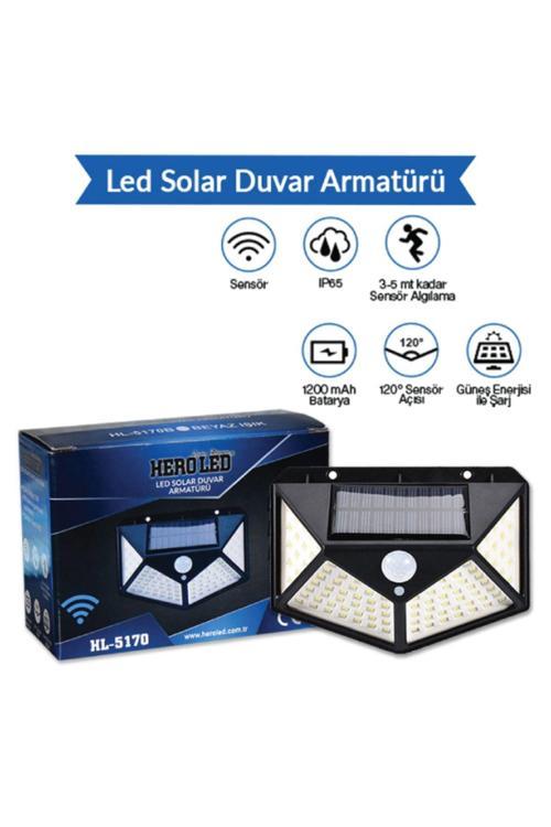 Güneş Enerjili Dış Mekan Solar Duvar Armatürü Beyaz Işık