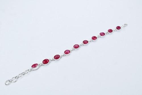 925 Ayar Yakut Taşlı Gümüş Bileklik