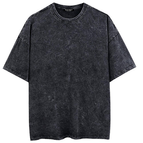 Unisex Yıkamalı Düz Bisiklet Yaka Oversize Tshirt - ANTRASİT