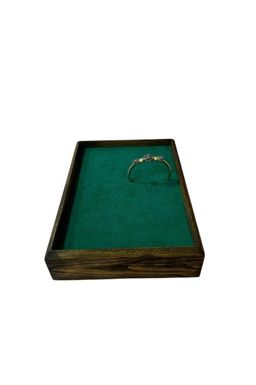 Ahşap Model 25 / 18 Cm Kahve Renk Batırmalı Bileklik Kelepçe Tablası