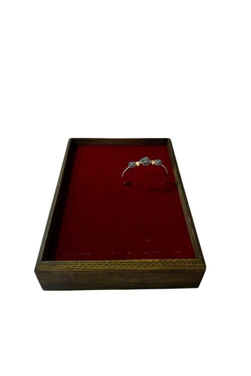 Ahşap Model 25 / 18 Cm Kırmızı Renk Batırmalı Bileklik Kelepçe Tablası