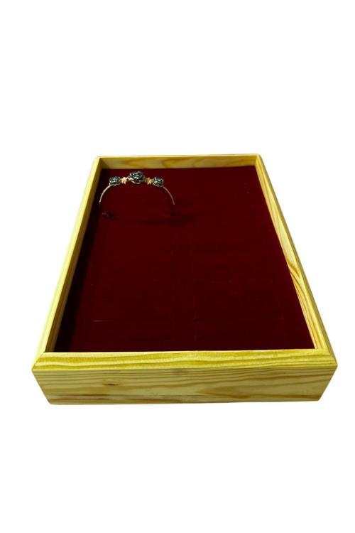 Ahşap Model 25 / 18 Cm Kırmızı Renk Batırmalı Bileklik Kelepçe Tablası