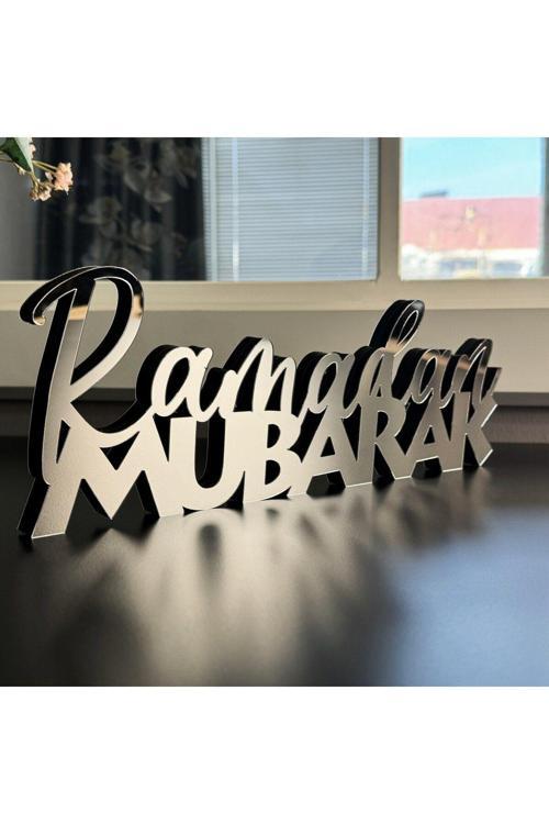 Ramadan Mubarak Yazılı Ahşap Dekor 32 X 12 - İslami - İslami Duvar Sanatı Ev Ofis Cami Dekoru