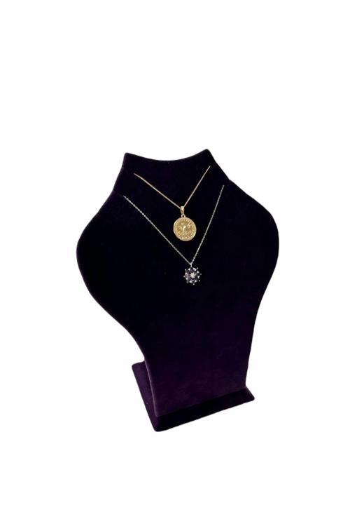 Bangok Model Süet Mor Kolye Gerdanlık Takı Sergileme Mankeni