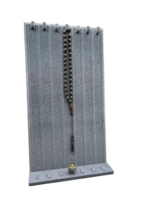 Keten Kumaş Mavi Renk 45/25 Cm Ayaklı Tırnaklı Tesbih Yüzük Kombin Sergileme Standı