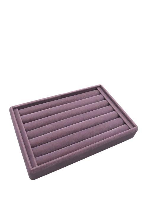 Küçük Boy Süet Kumaş Lila Renk 22,5/14,5 Cm Rulo Çekmece Içi Yüzük Standı